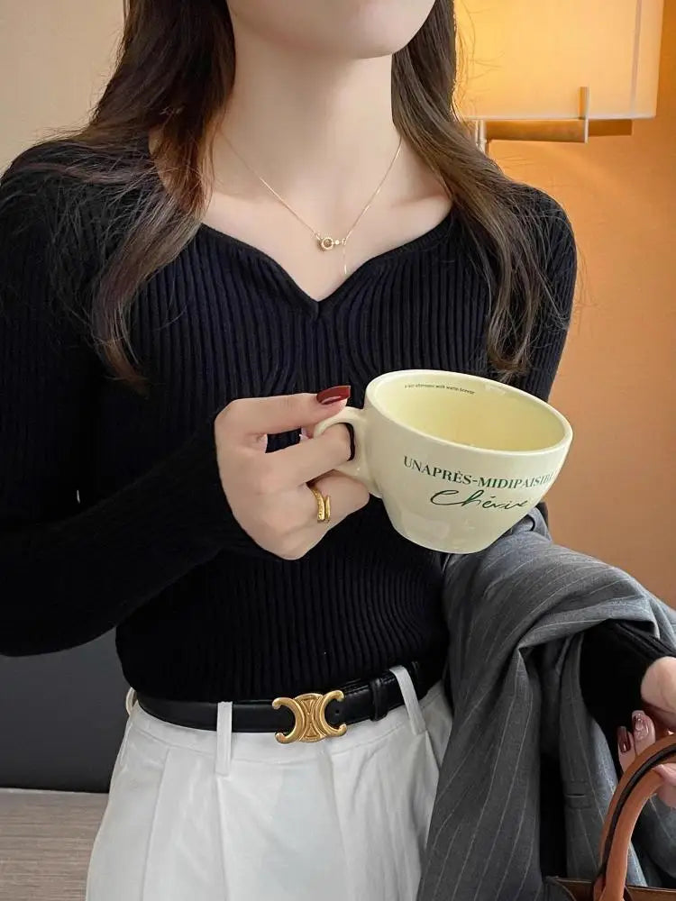 Basic Dames V-Hals Pullover – Zacht & Stijlvol |