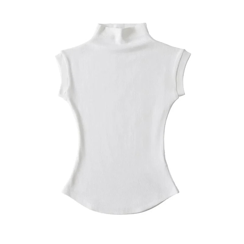 Dames Mouwloze Coltrui Top – Strak & Sexy