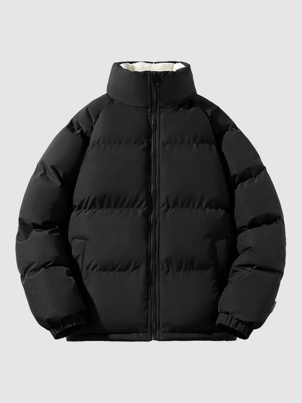 Heren Winddichte Fleece Winterjacke met Hoge Kragen