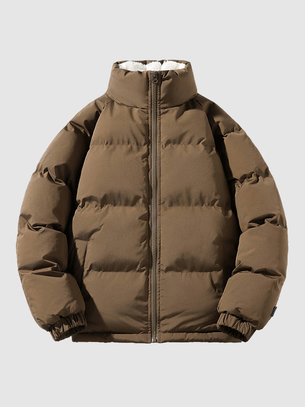 Heren Winddichte Fleece Winterjacke met Hoge Kragen