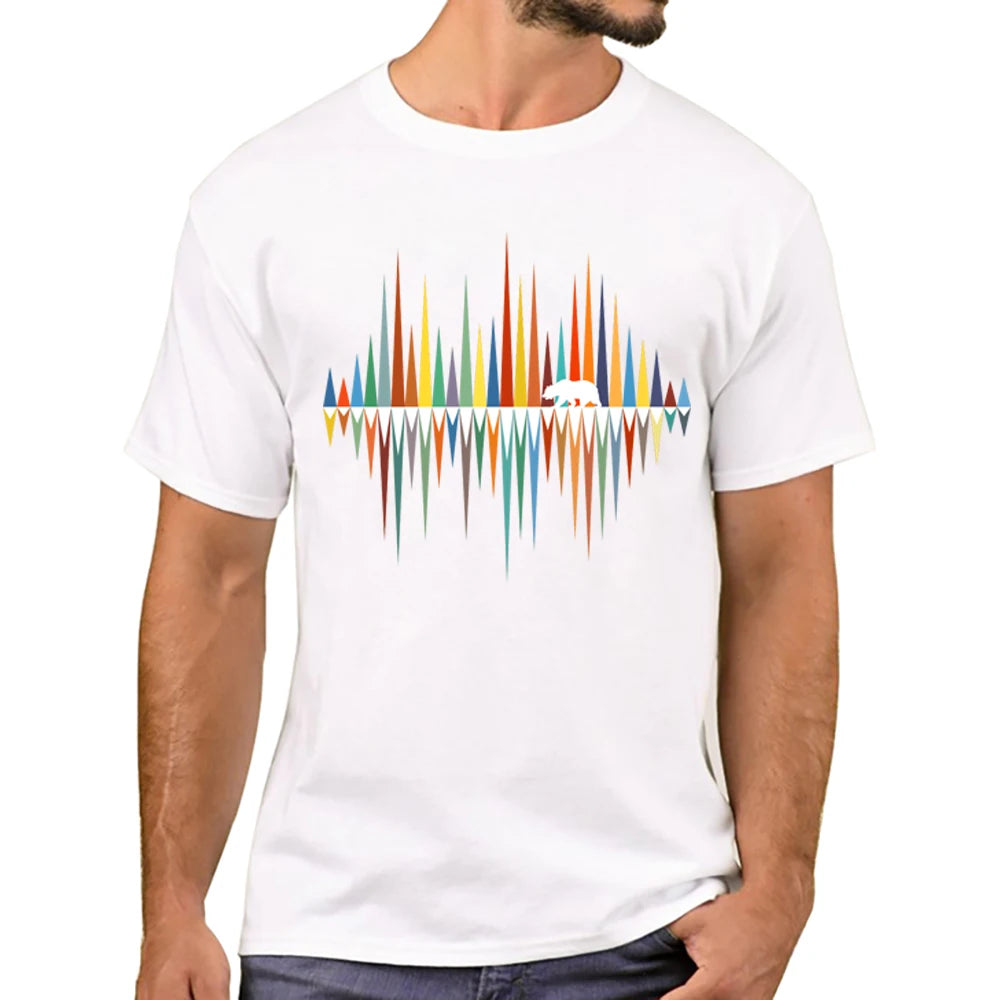 Heren T-Shirt met Zonsondergang Print – Harajuku Streetwear