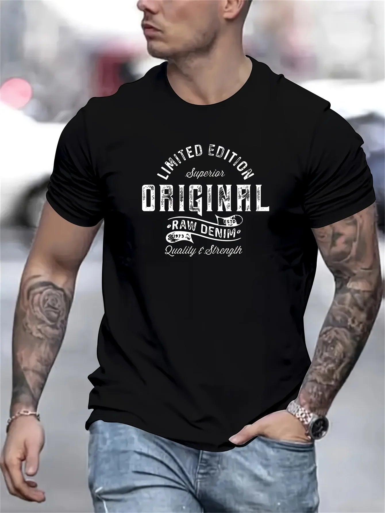 Heren Katoenen T-Shirt met Print – Casual Zomer