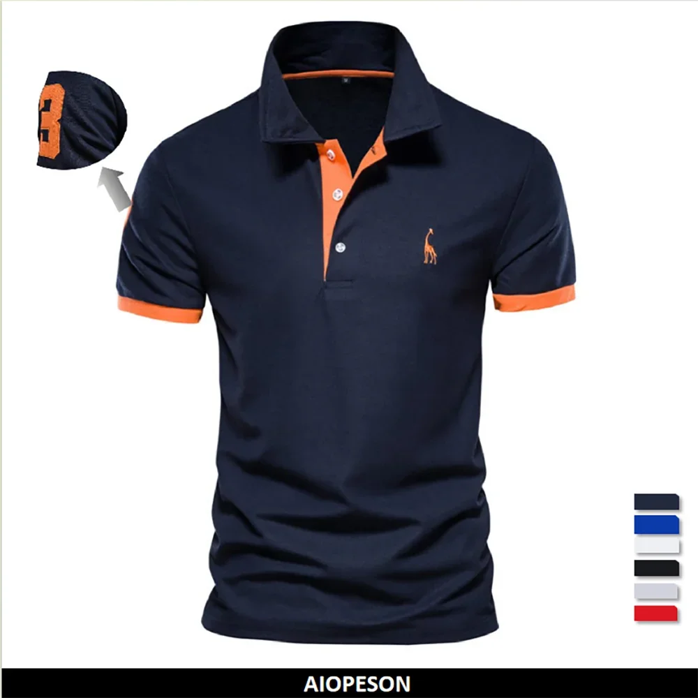 Heren Geborduurd Polo Shirt – Zomer Casual