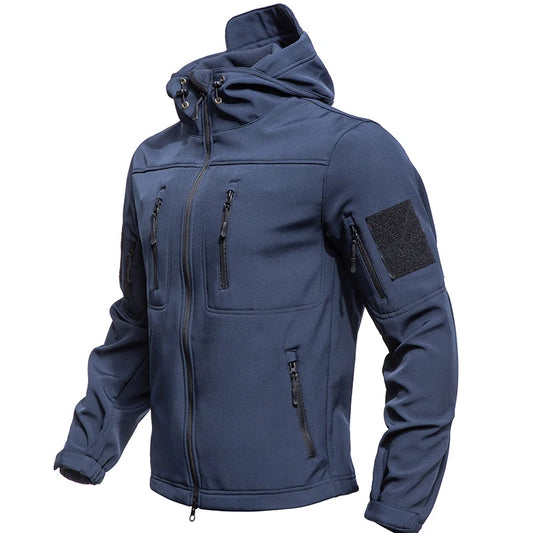 Heren Winter Softshell Jas met Capuchon – Militair & Waterafstotend