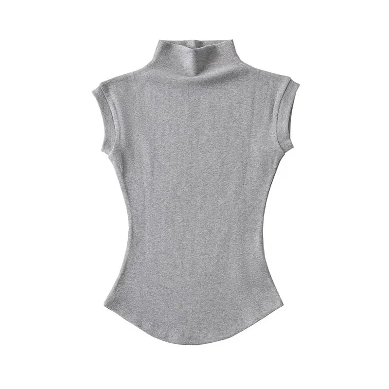 Dames Mouwloze Coltrui Top – Strak & Sexy