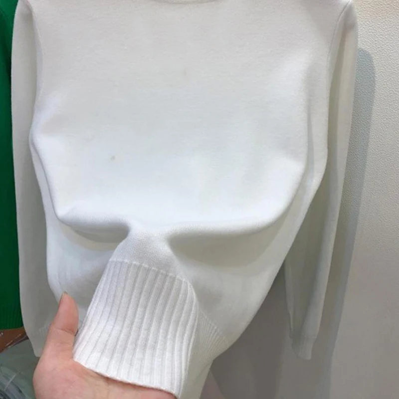 Dames Coltrui Effen – Stretch Gebreide Trui met Lange Mouwen