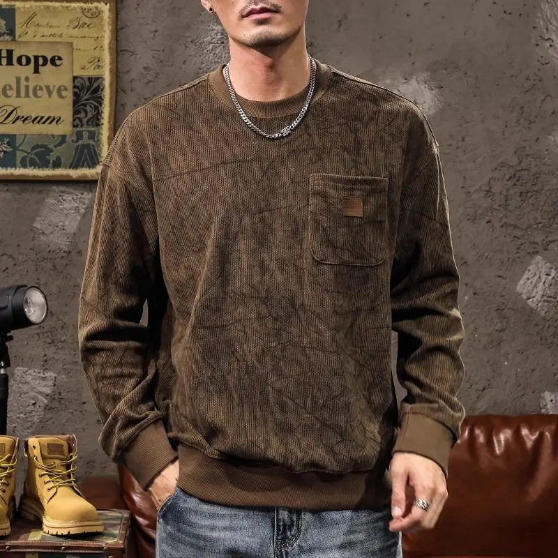 Heren Sweatshirt Vintage Look – Casual Trui met Lange Mouwen