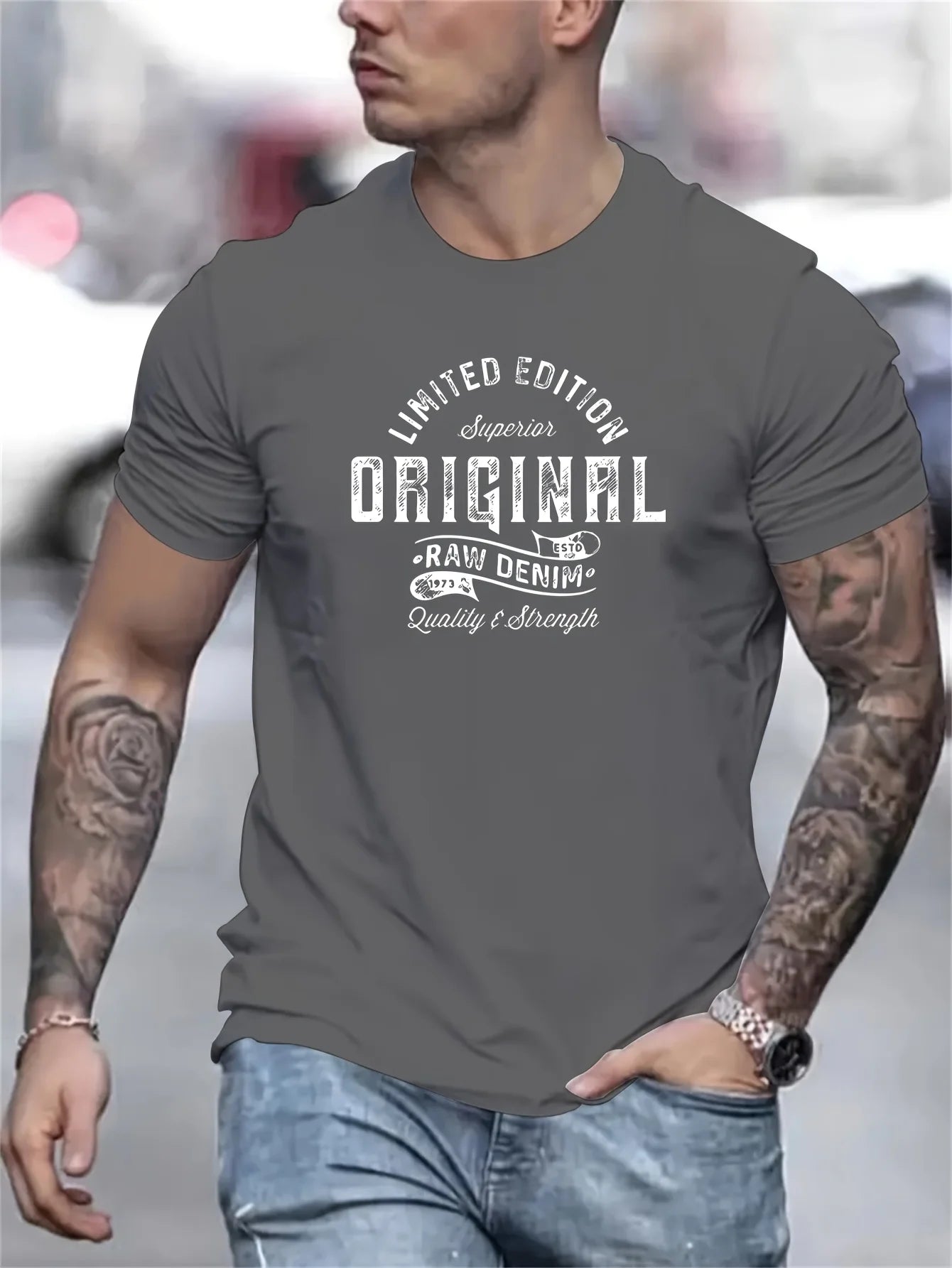 Heren Katoenen T-Shirt met Print – Casual Zomer