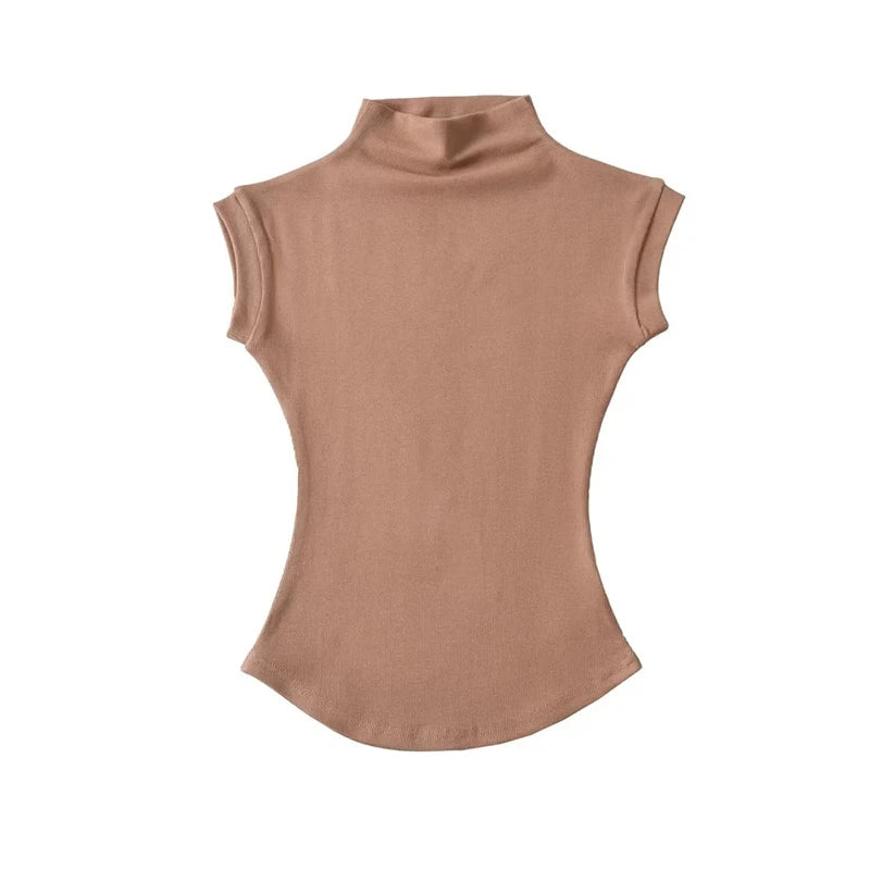 Dames Mouwloze Coltrui Top – Strak & Sexy