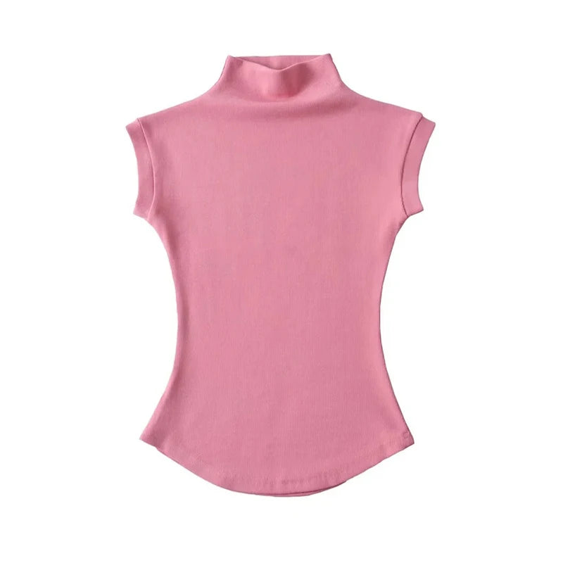 Dames Mouwloze Coltrui Top – Strak & Sexy