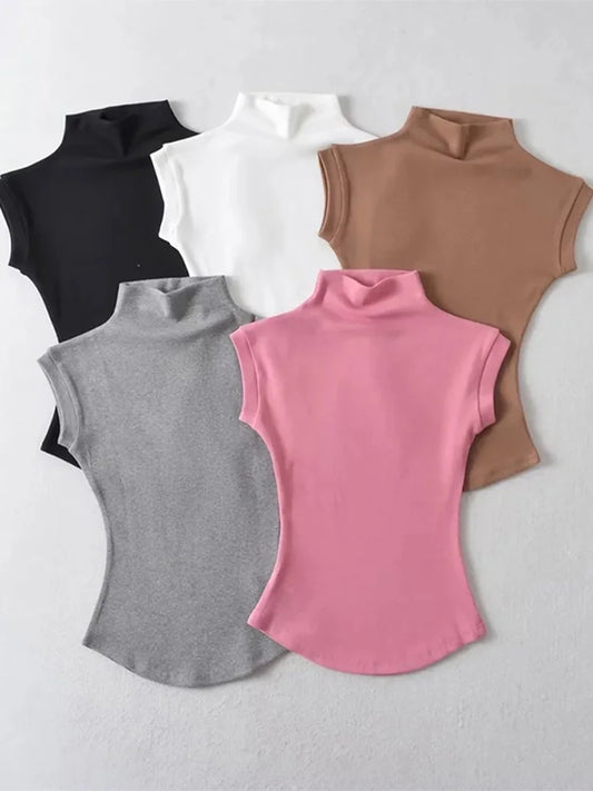 Dames Mouwloze Coltrui Top – Strak & Sexy