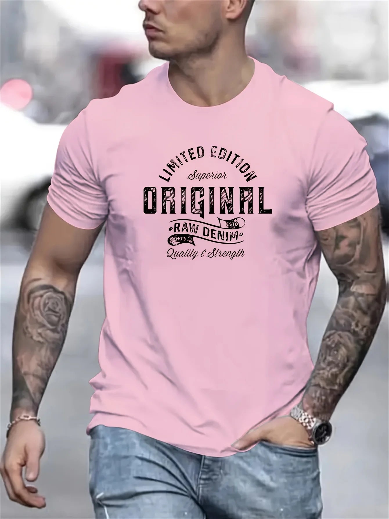 Heren Katoenen T-Shirt met Print – Casual Zomer