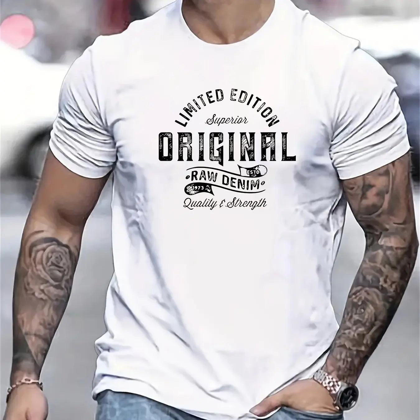 Heren Katoenen T-Shirt met Print – Casual Zomer