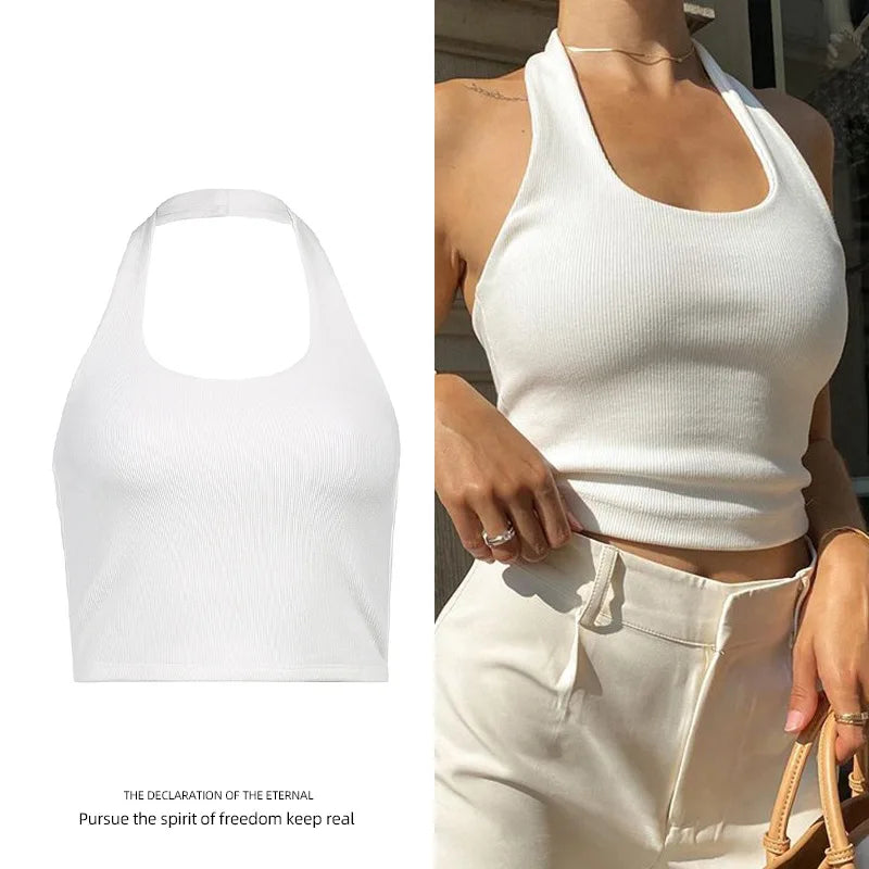 Dames Halter Crop Top – Open Rug Y2K Zomer Top