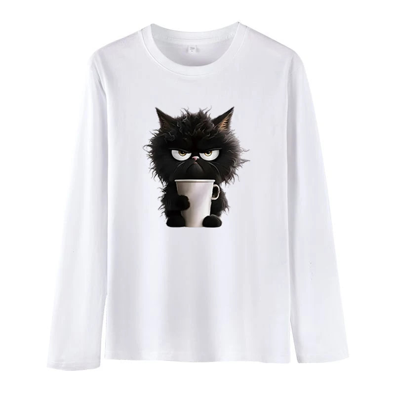 Dames Oversized T-Shirt met Kattenprint – Grappig & Casual