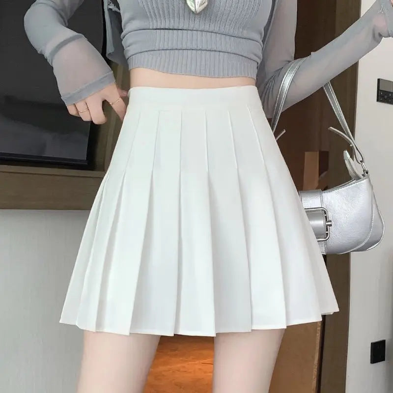 Dames High Waist A-Line Skort – Preppy Rokje met Shorts