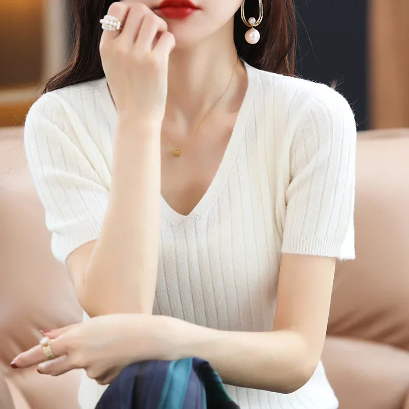 Dames Korte Mouw Knit Sweater – Licht & Stijlvol | Lente/Zomer