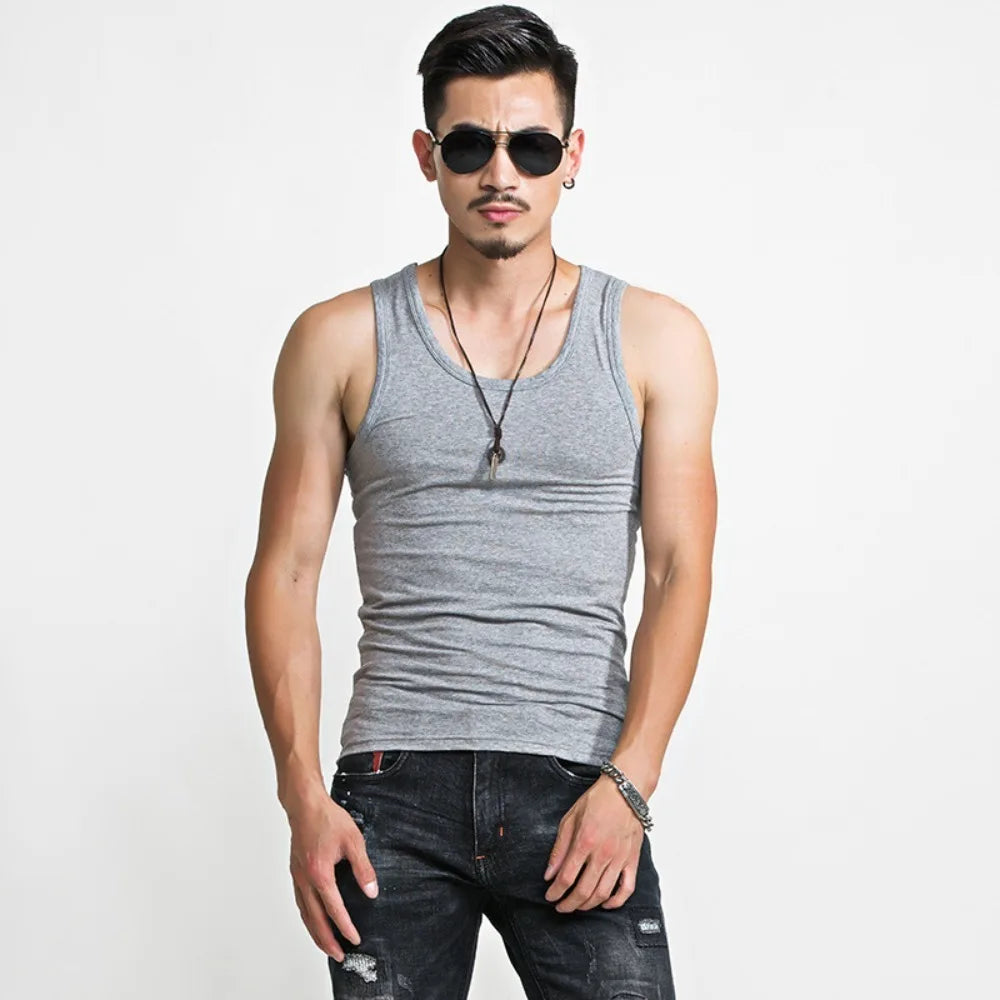 Heren Katoenen Sportvest – Slim Fit Mouwloos