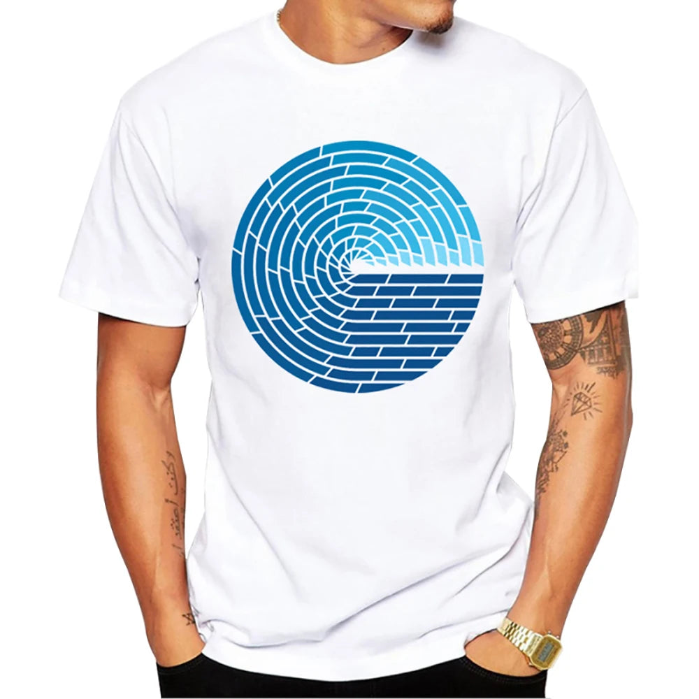 Heren T-Shirt met Zonsondergang Print – Harajuku Streetwear
