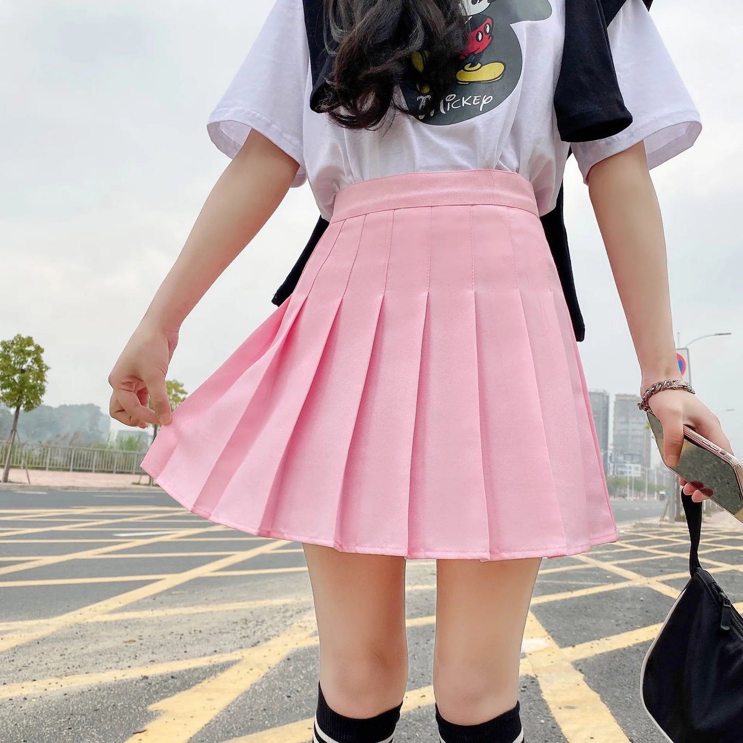 Dames High Waist A-Line Skort – Preppy Rokje met Shorts