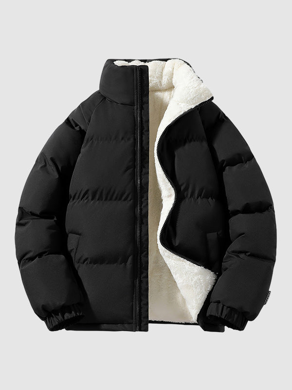 Heren Winddichte Fleece Winterjacke met Hoge Kragen
