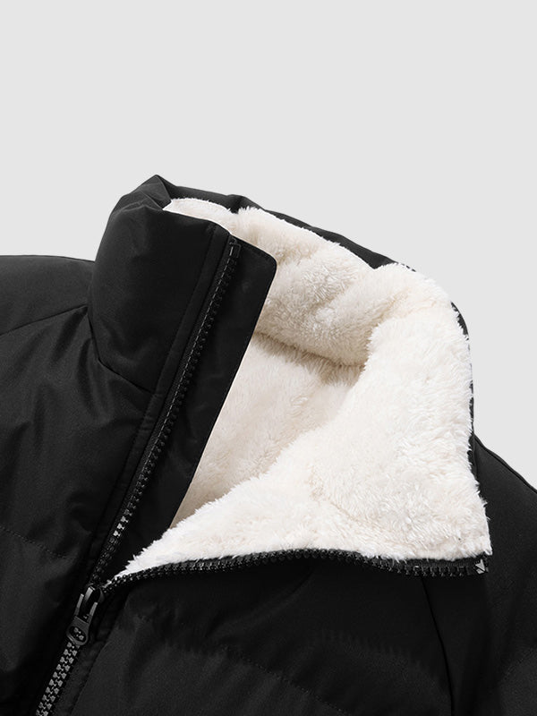 Heren Winddichte Fleece Winterjacke met Hoge Kragen