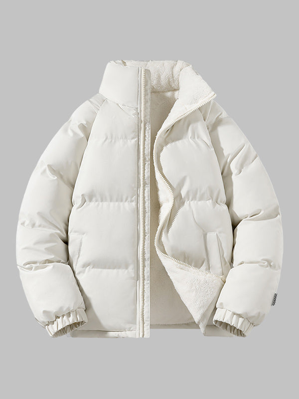 Heren Winddichte Fleece Winterjacke met Hoge Kragen