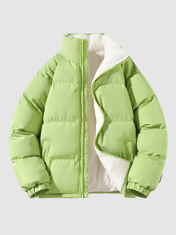 Heren Winddichte Fleece Winterjacke met Hoge Kragen